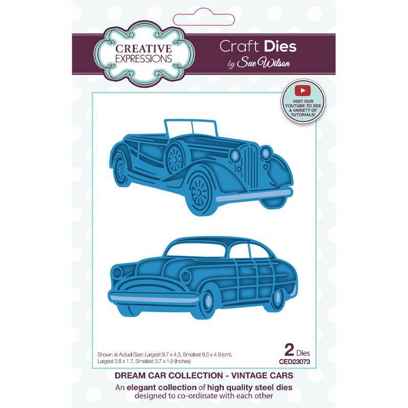 Creative Expressions Sue Wilson Vintage Cars Craft Die CED23073