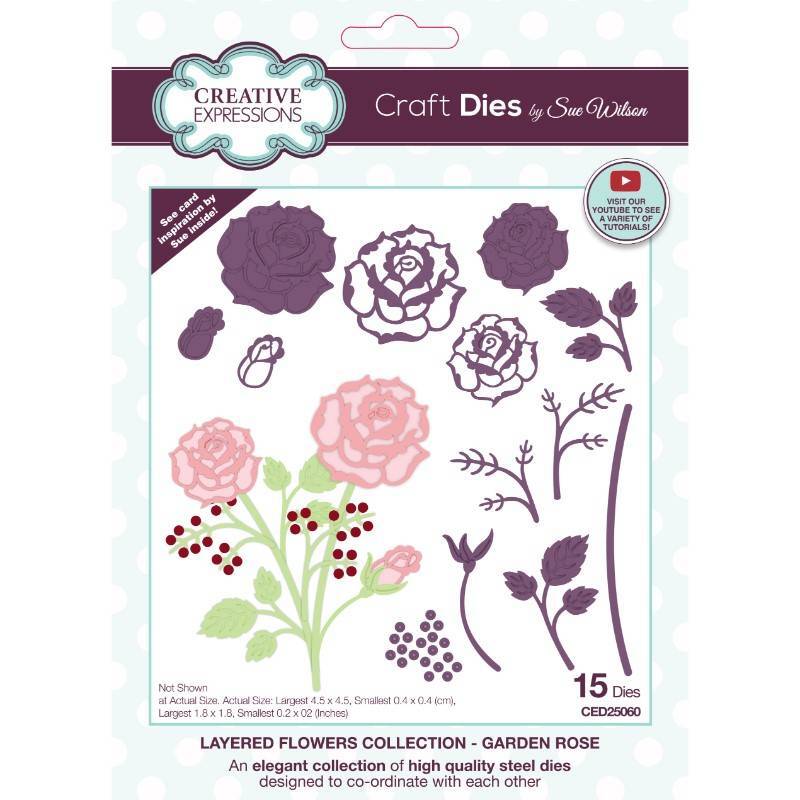 Sue Wilson Dies Layered Flowers Collection - Garden Rose - CED25060