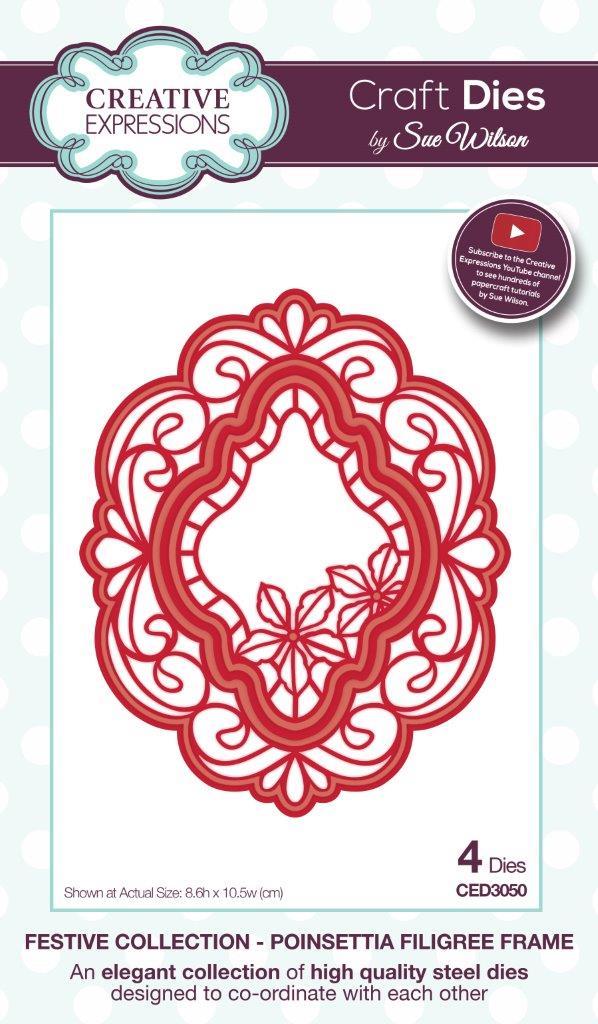 Sue Wilson Dies Festive Collection Poinsettia Filigree Frame CED3050 