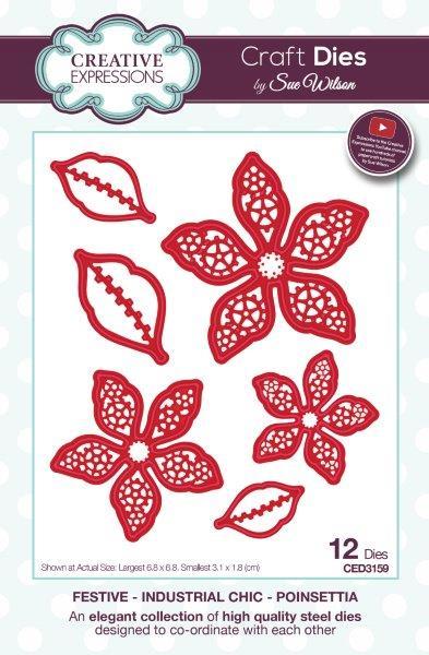 Sue Wilson Dies Festive Industrial Chic Collection Poinsettia CED3159