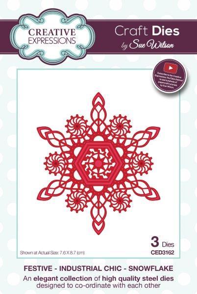 Sue Wilson Dies Festive Industrial Chic Collection Snowflake CED3162