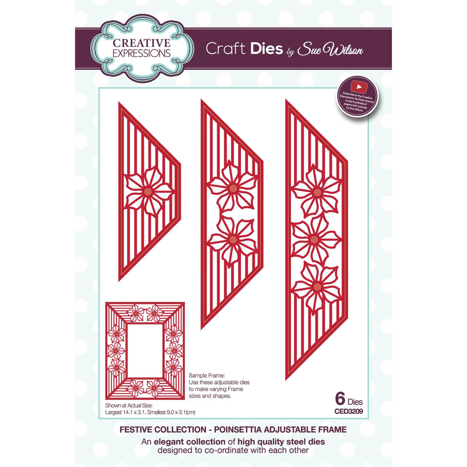 Sue Wilson Dies Festive Collection Poinsettia Adjustable Frame CED3209