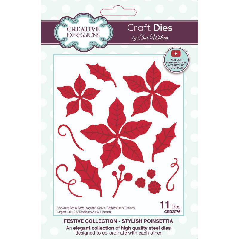 Creative Expressions Sue Wilson Dies Festive Stylish Poinsettia -  CED3276