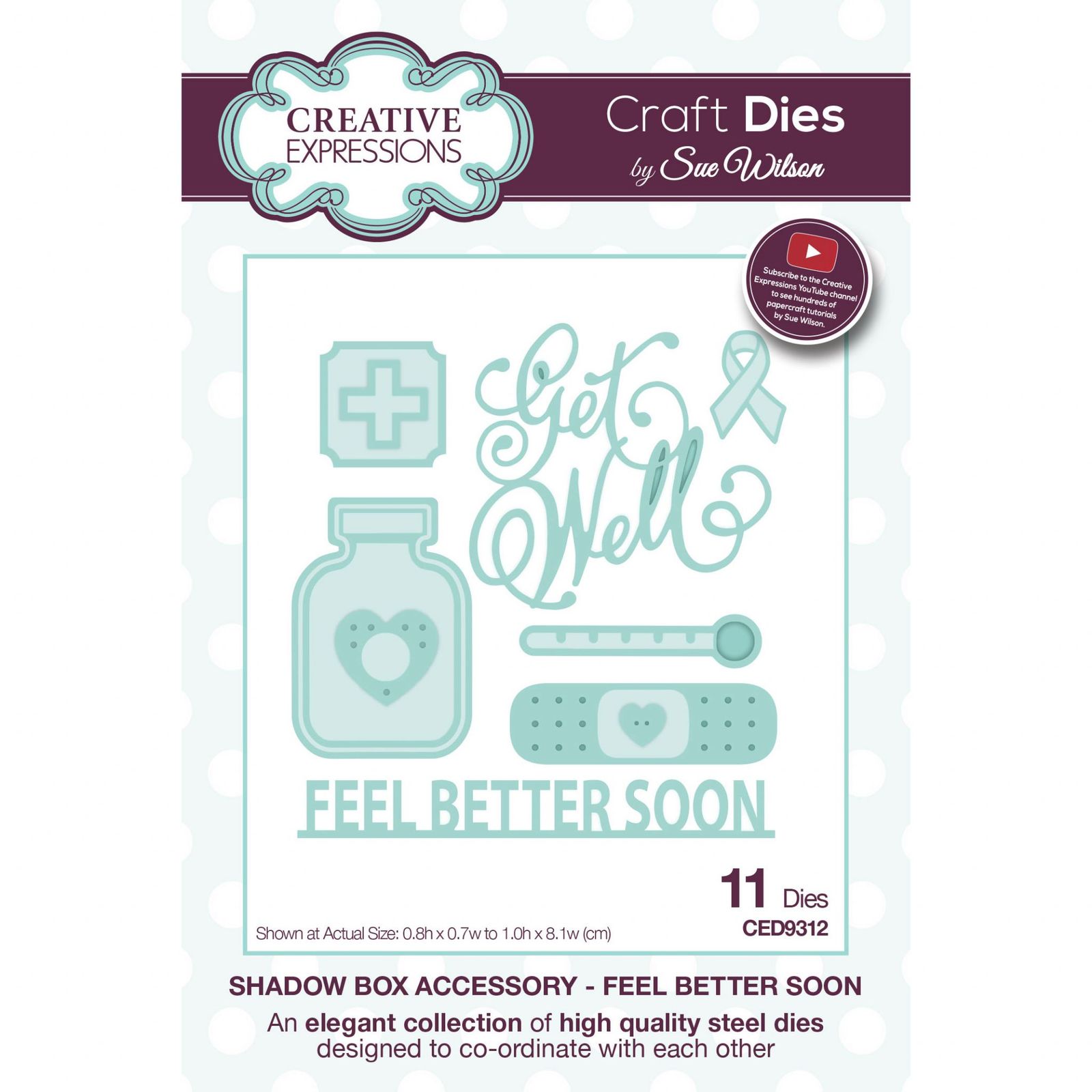 Sue Wilson Dies Shadow Box Collection Feel Better soon CED9312 