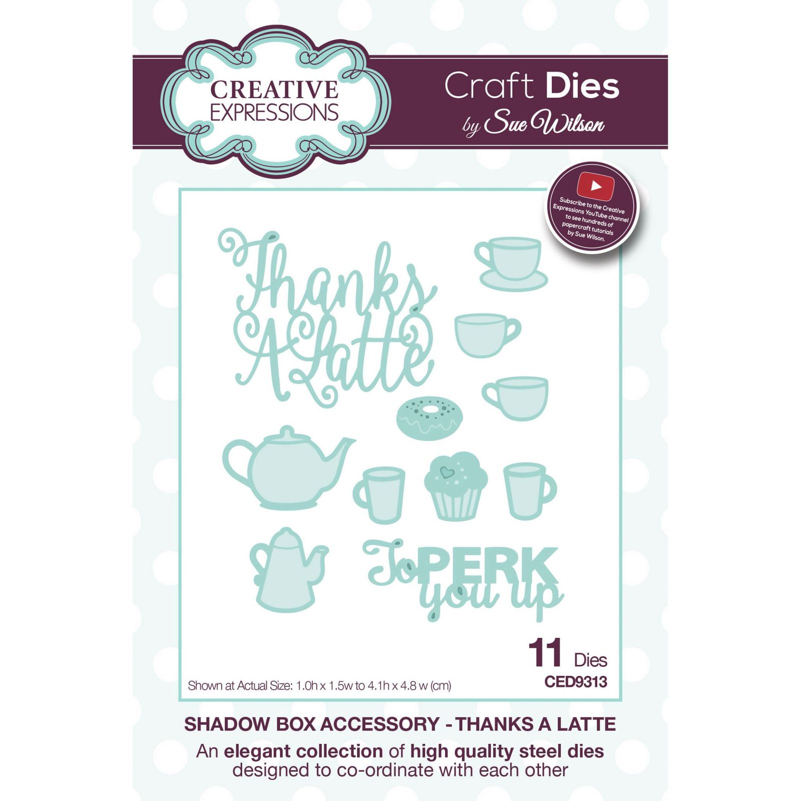 Sue Wilson Dies Shadow Box Collection Thanks A Latte CED9313 