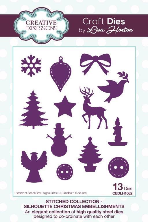 Lisa Horton Dies Stitched Silhouette Christmas Embellishments CEDLH1082