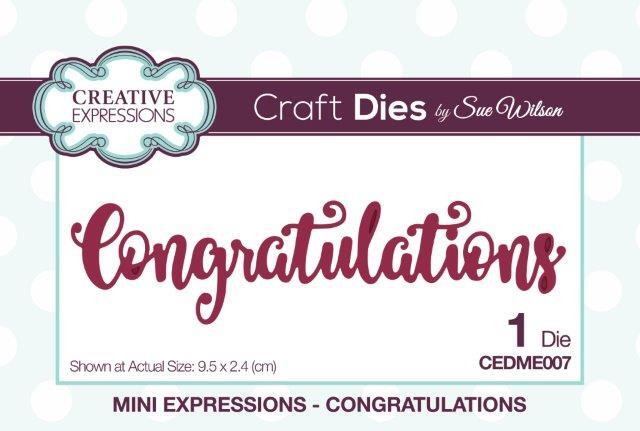 Sue Wilson Dies Mini Expressions Congratulations CEDME007