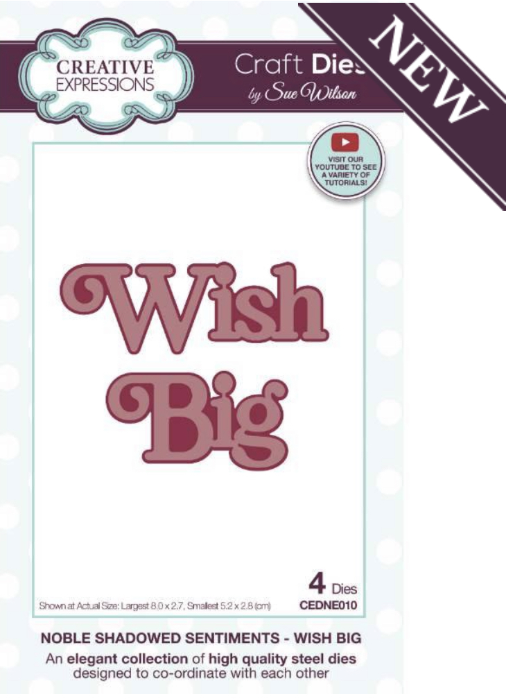 Sue Wilson Noble Shadowed Sentiments Collection Die Wish Big CEDNE010