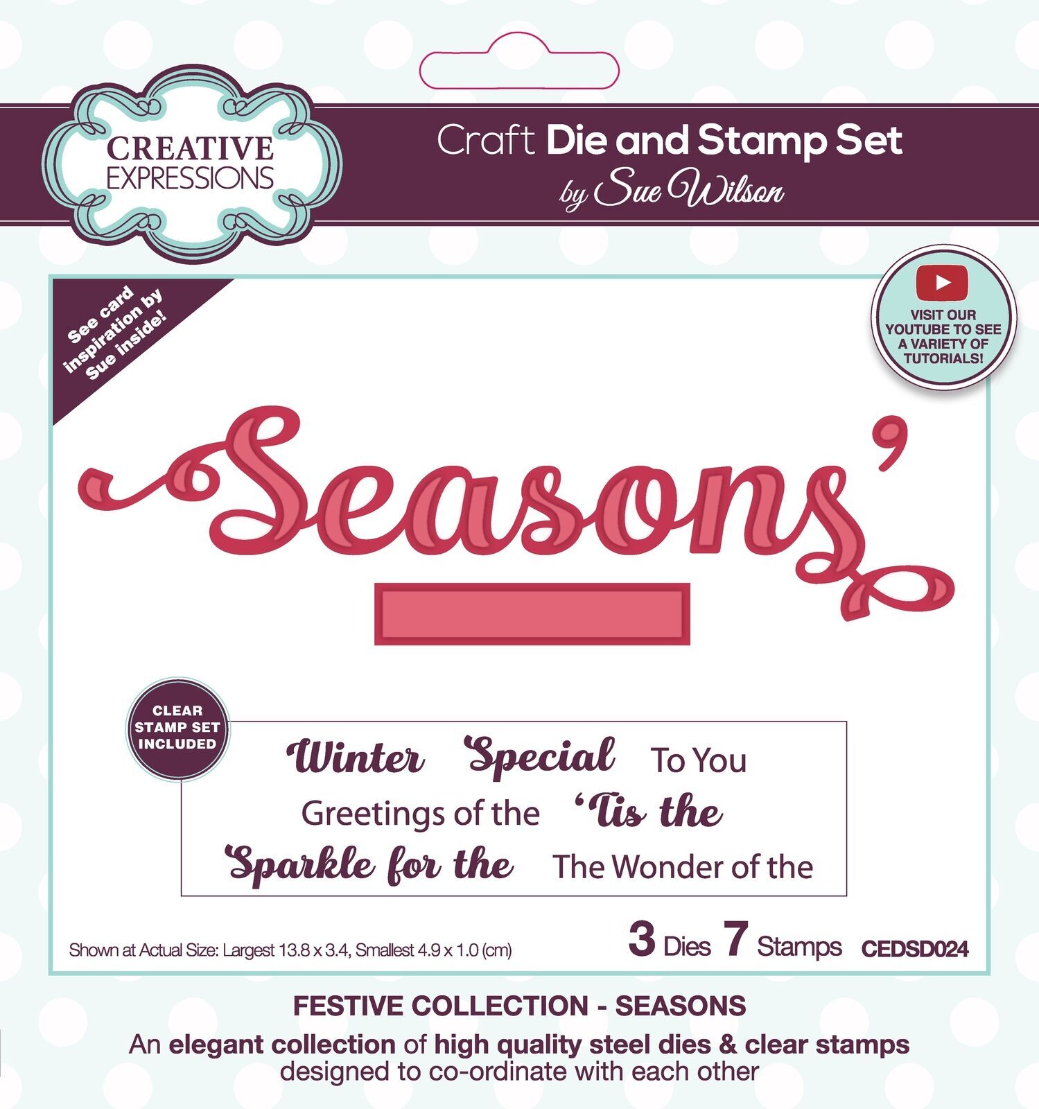 Sue Wilson Die & Stamp Set Festive Collection Seasons CEDSD024