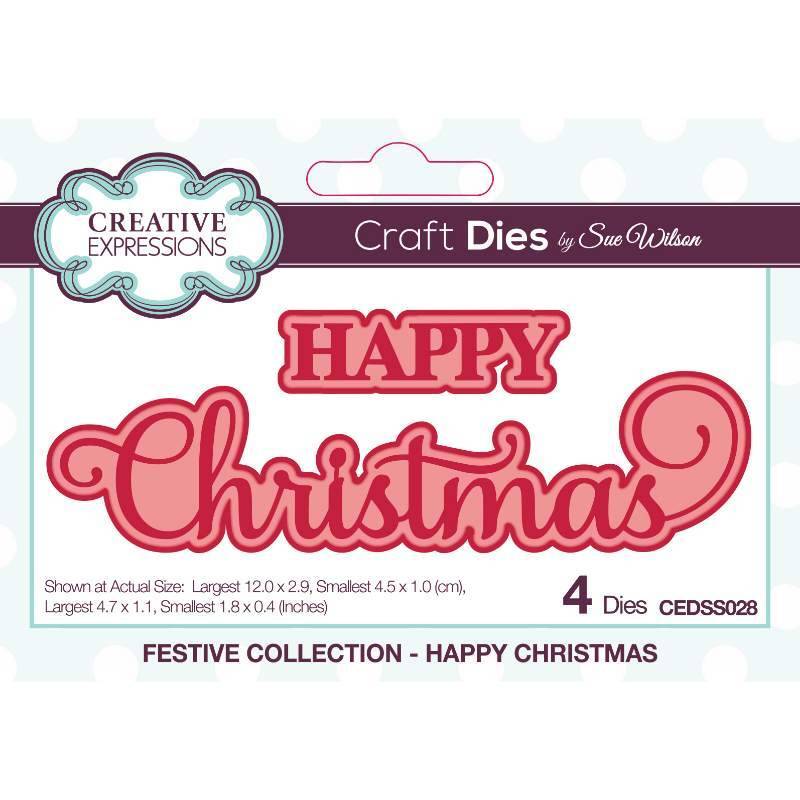 Sue Wilson Shadowed Sentiments Festive Happy Christmas Craft Die CEDSS028