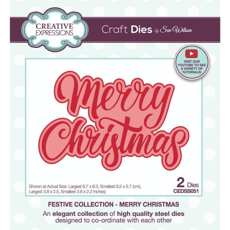 Sue Wilson Festive Shadowed Sentiments - Merry Christmas - CEDSS051