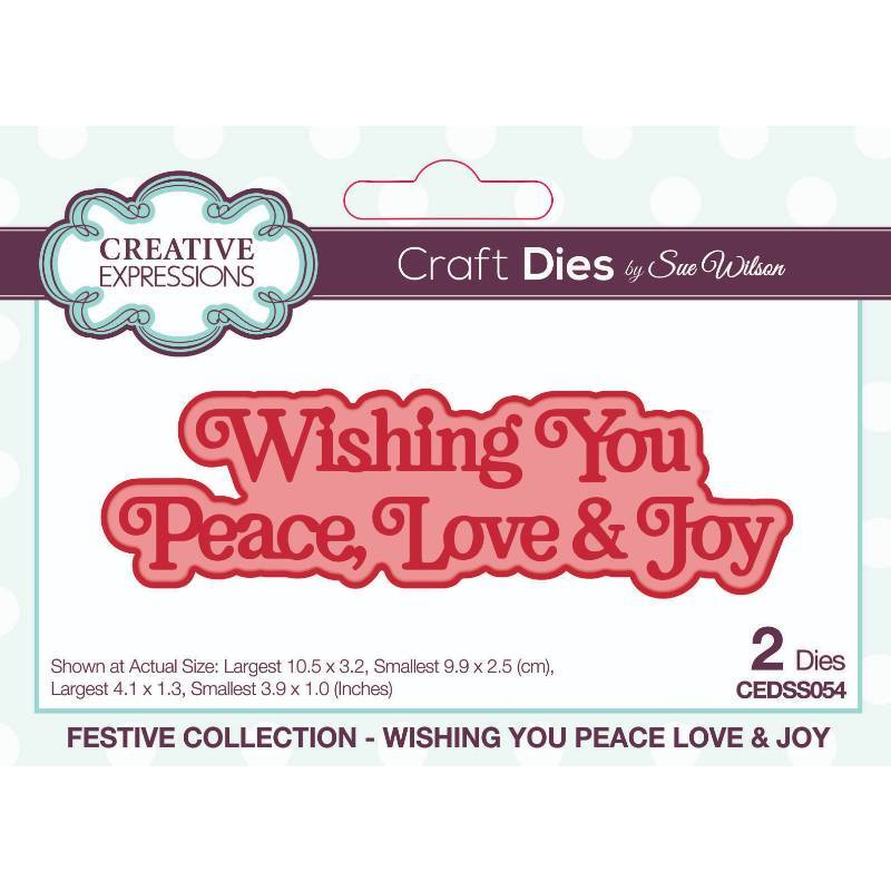 Sue Wilson Festive Shadowed Sentiments - Wishing You Peace Love & Joy - CEDSS054
