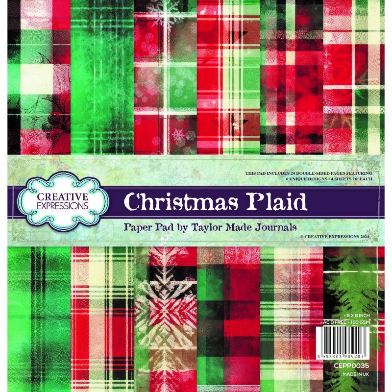 Creative Expressions Christmas Plaid 8x8 Paper Pad by Taylor Made Journals CEPP0035