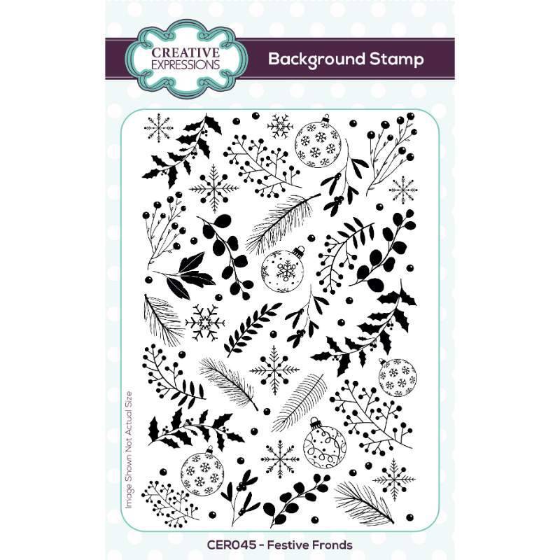 Creative Expressions Festive Fronds 4 x 6 in Pre Cut Rubber Stamp CER045