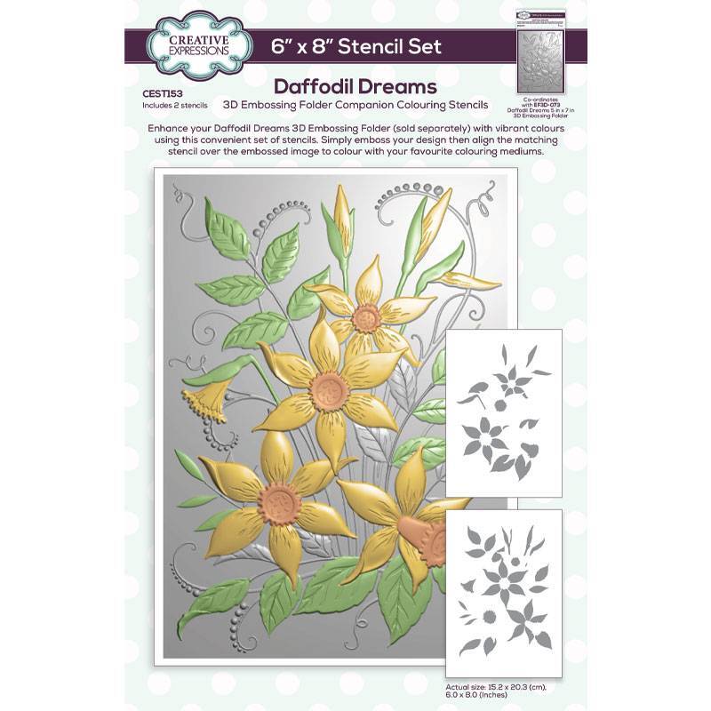 Creative Expressions Daffodil Dreams Companion Colouring Stencil 6 in x 8 in 2pk - CEST153