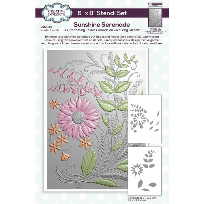 Creative Expressions Sunshine Serenade Companion Colouring Stencil 6 in x 8 in 2pk - CEST155