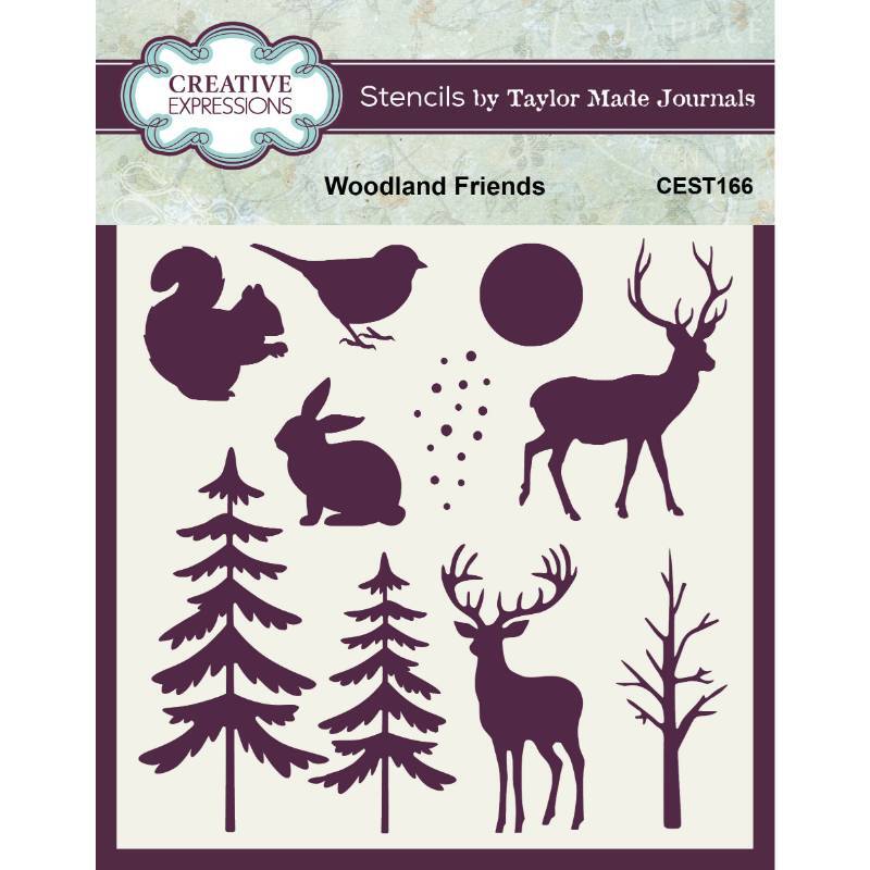 Creative Expressions Woodland Friends Stencil 6 in x 6 in by Taylor Made Journals - CEST166