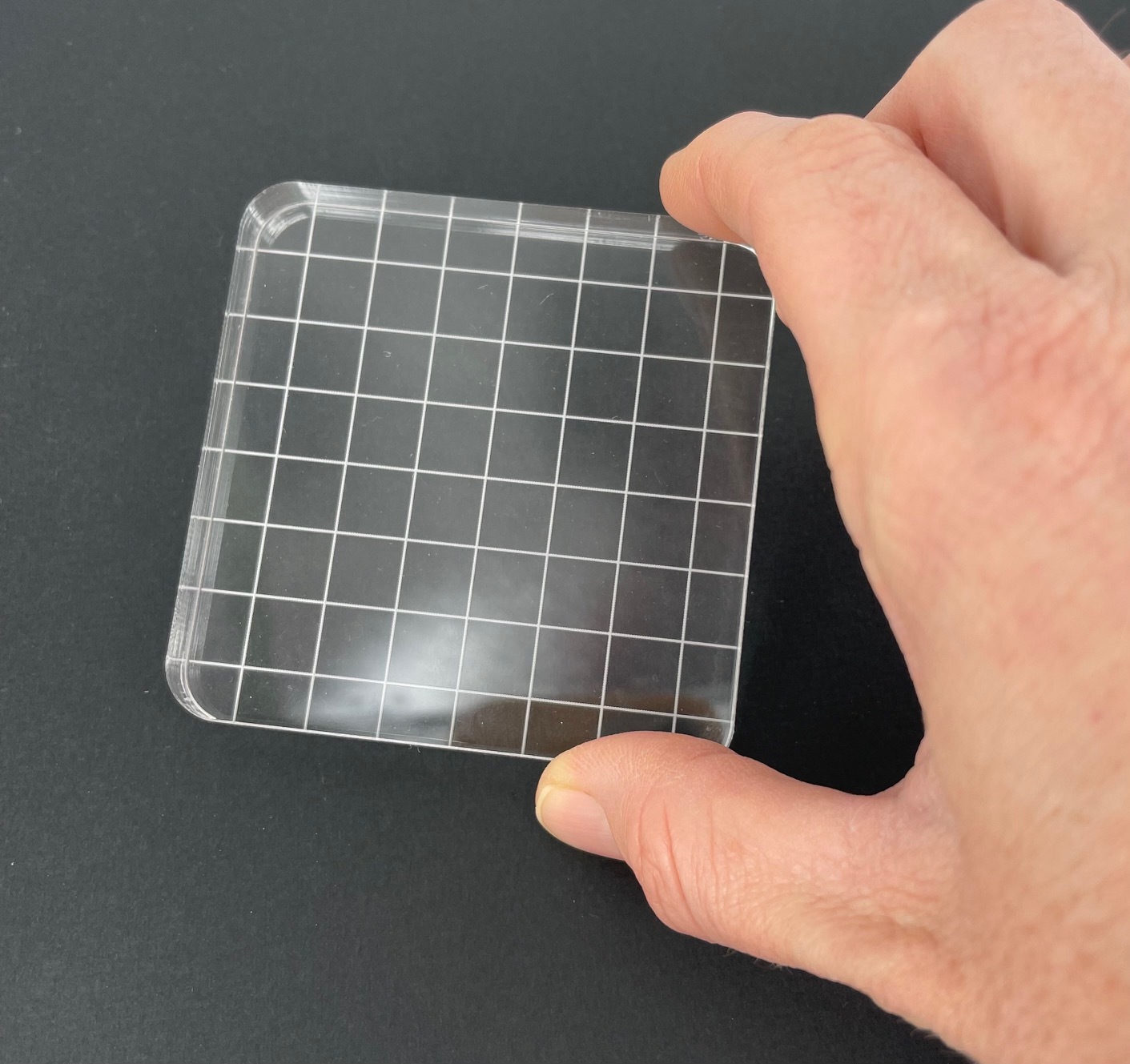 Acrylic Block 7.5cm x 7.5cm Stamp Block with Grid