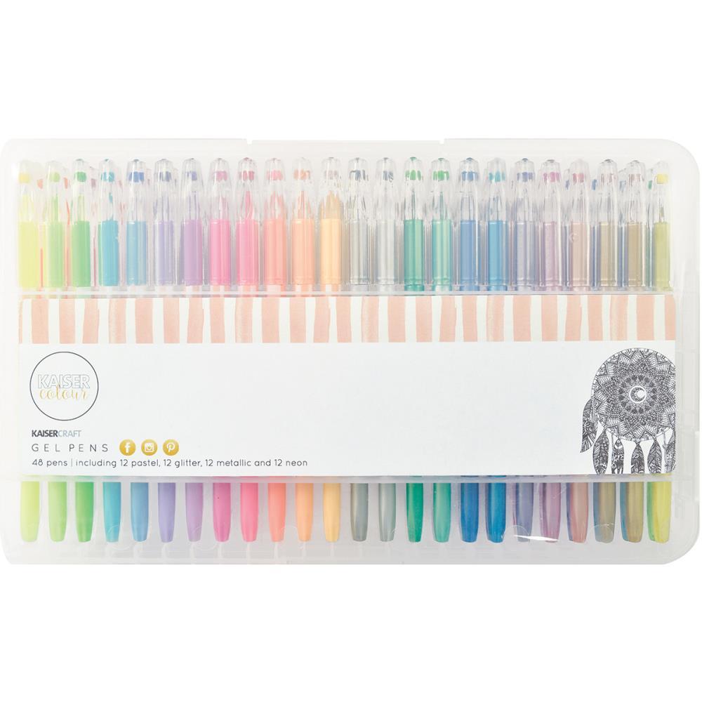 KaiserCraft Gel Pens 48 Pen Set 12 Glitter 12 Pastel 12 Metallic 12 Neon