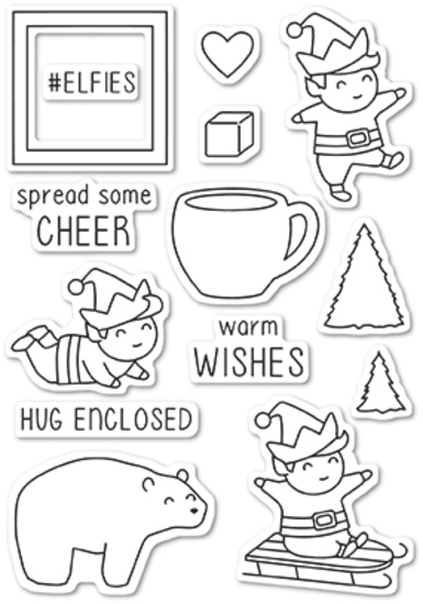 Memory Box Stamp Playtime Elves clear stamp set CL5216