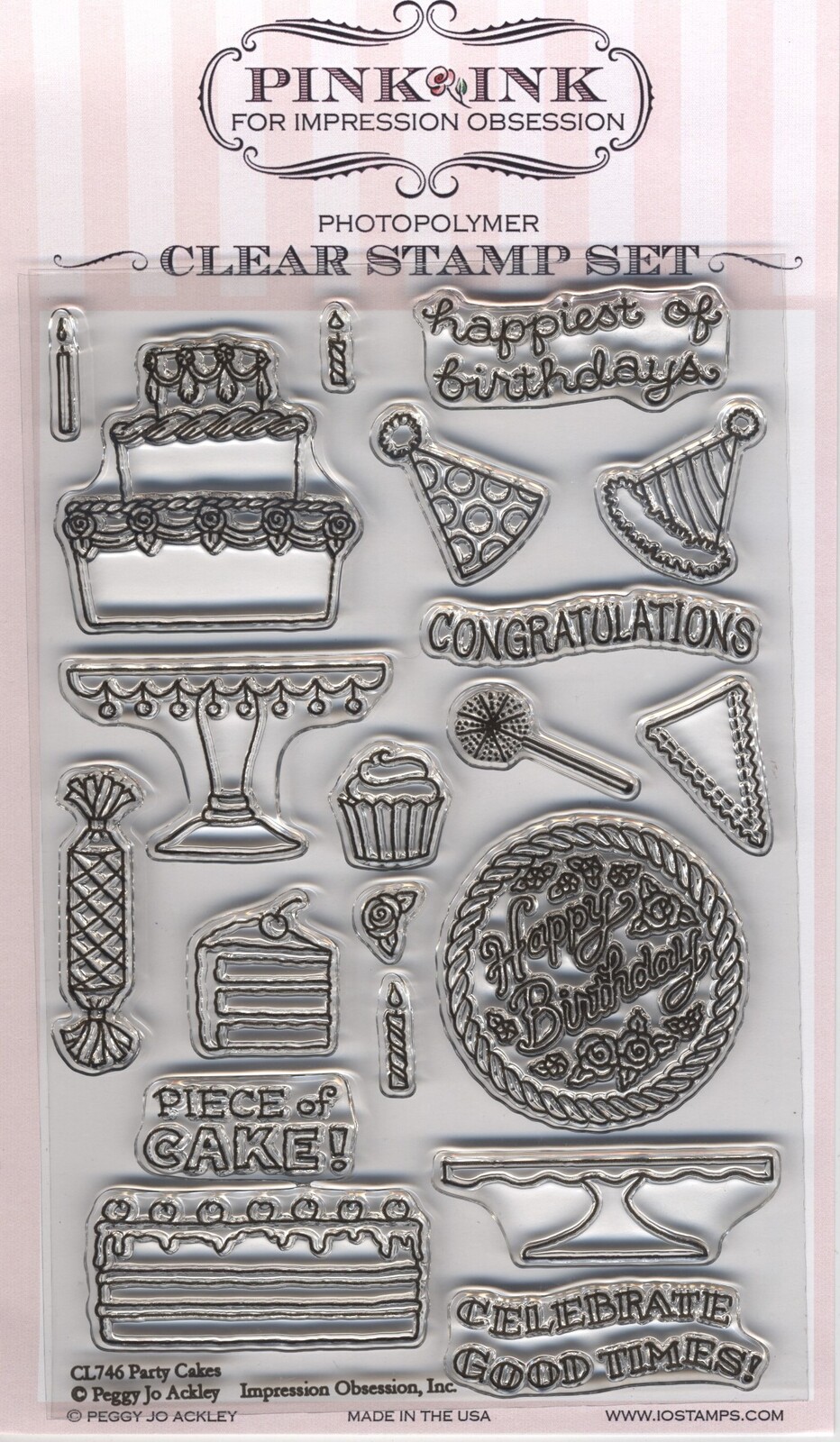 Pink Ink Impression Obsession Clear Stamps Party Cakes