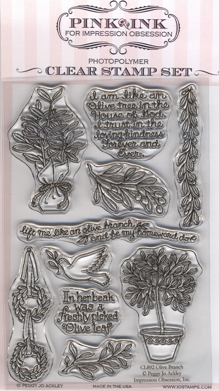 Pink Ink Impression Obsession Clear Stamps Olive Branch
