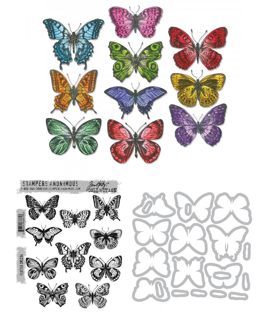 Sizzix Tim Holtz Flutter Stamps and Die Set CMS294 662269