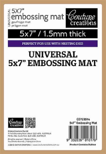 Couture Creations Universal 5x7 Rubber Tan Polymer Embossing Pad Mat 