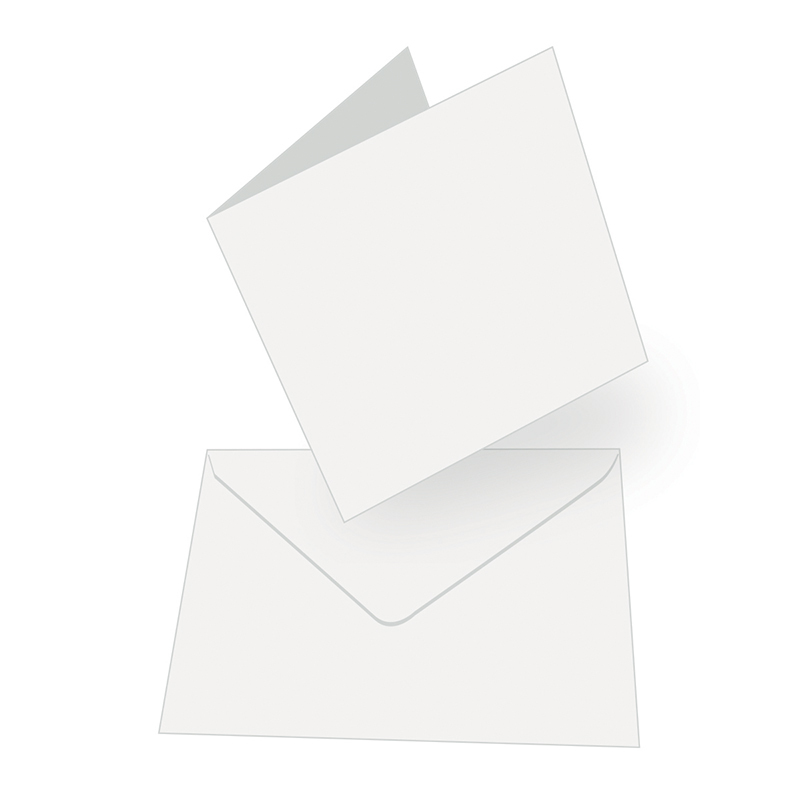 50 White Square Cards 240gsm and Envelopes 13.5cm x 13.5cm (5.3 x 5.3)
