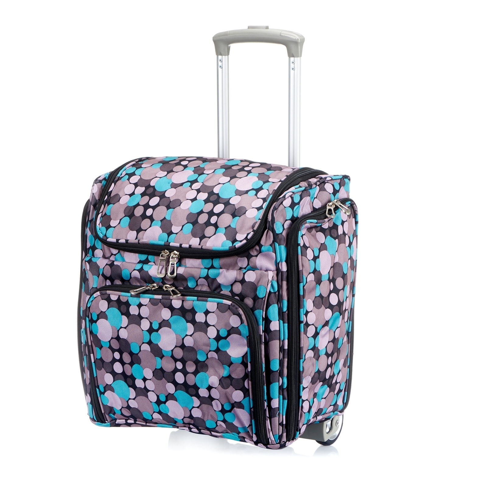 Couture Creations Tote Craft Rolling Travel Trolley Grey Spots (2pc)