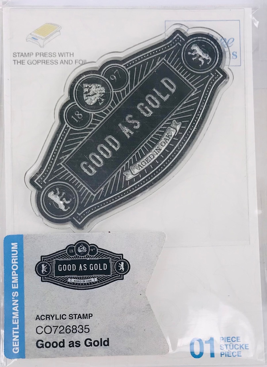 Couture Creations Mini Stamp Gentleman's Emporium Good As Gold Sentiment