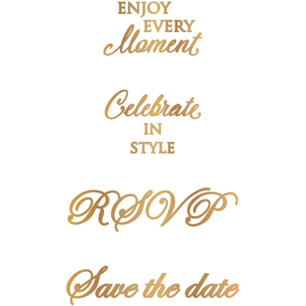 Couture Creations Hotfoil Stamp Gentleman's Emporium Small Sentiments Set 4pc