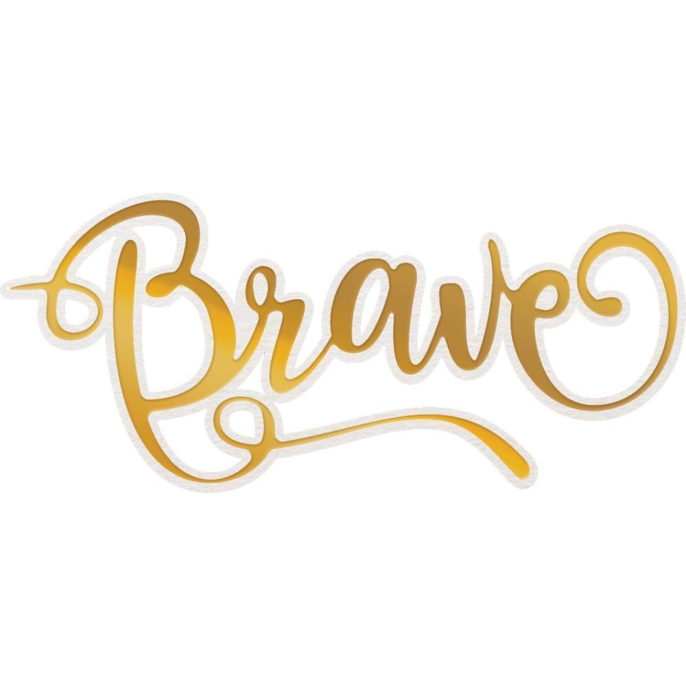 Couture Creations Cut Foil Emboss Dies Delightful Sentiments Brave