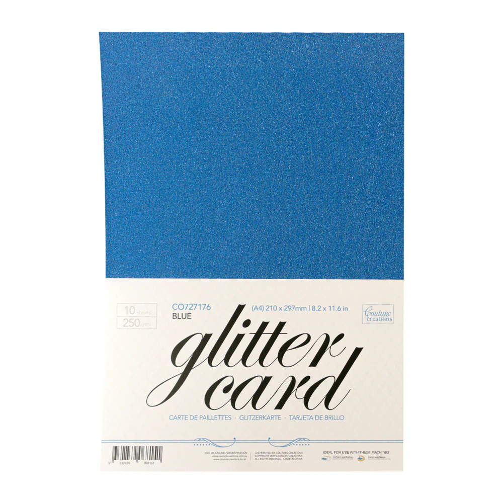 Couture Creations 250GSM A4 Glitter Card Stock - Pack of 10 - Blue