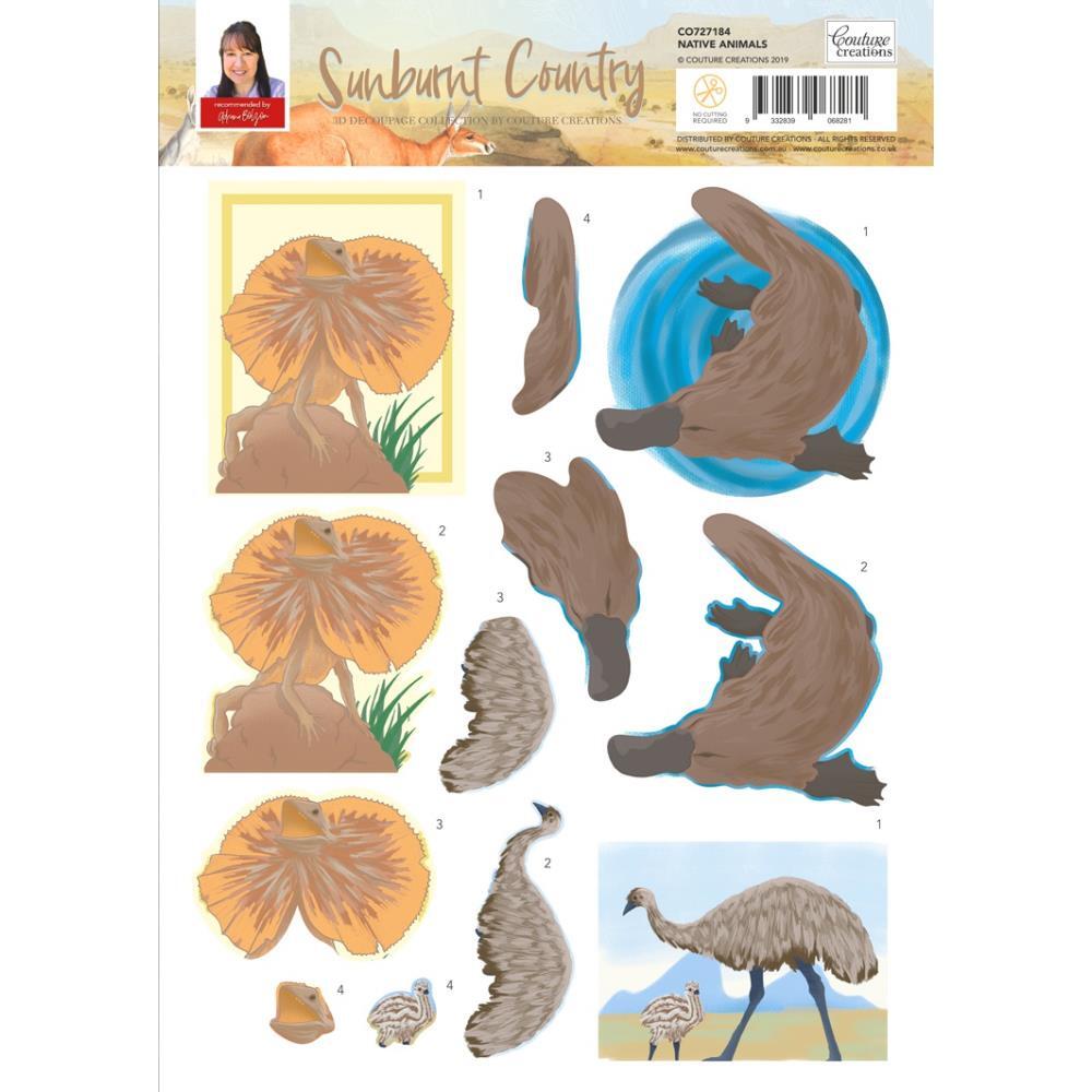 Couture Creations 3D Decoupage A4 Sheet Sunburnt Country Native Animals