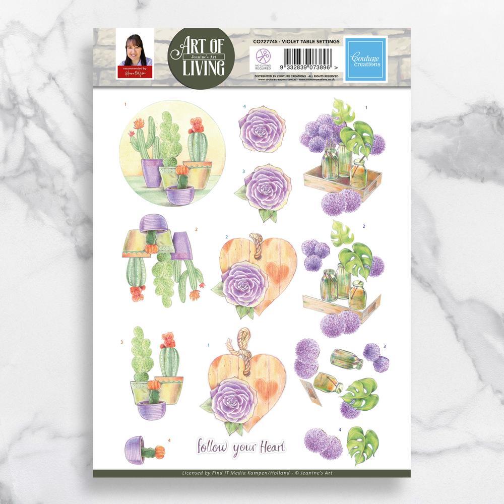 Couture Creations 3D Decoupage A4 Sheet Violet Table Settings Jeanines Art