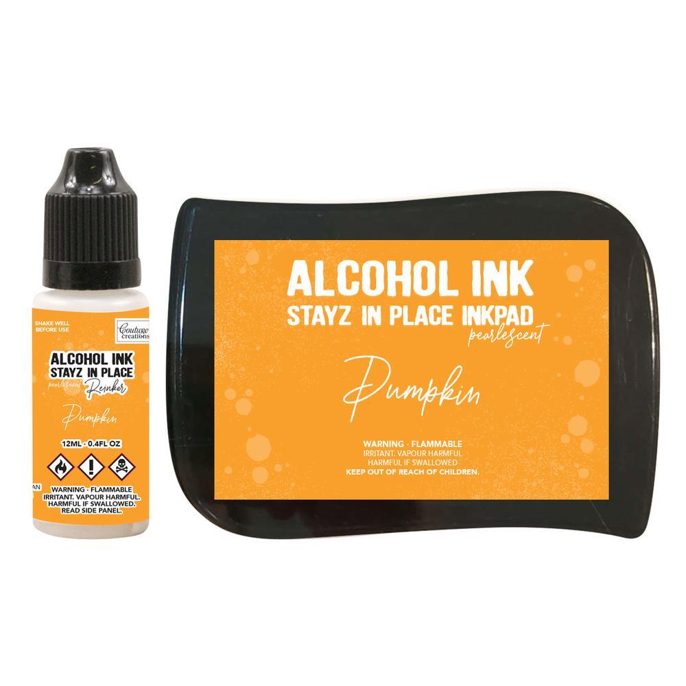 Couture Creations Alcohol Ink Stayz in Place Alcohol Ink Pad with Reinker Pumpkin Pearlescent 