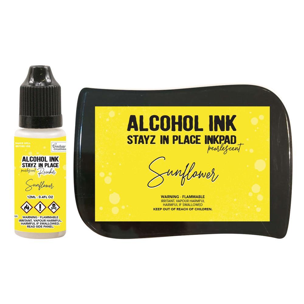 Couture Creations Alcohol Ink Stayz in Place Alcohol Ink Pad with Reinker  Sunflower Pearlescent