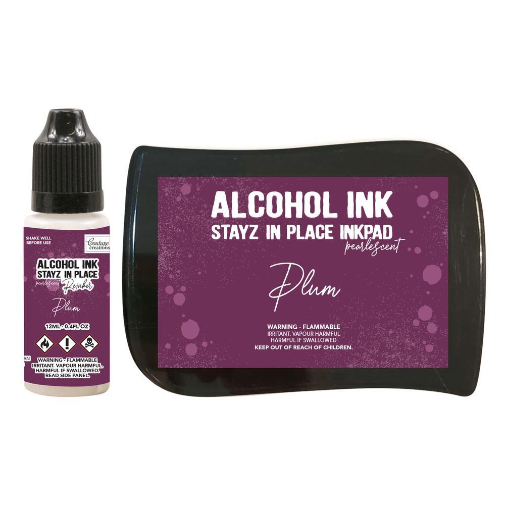 Couture Creations Alcohol Ink Stayz in Place Alcohol Ink Pad with Reinker Plum Pearlescent