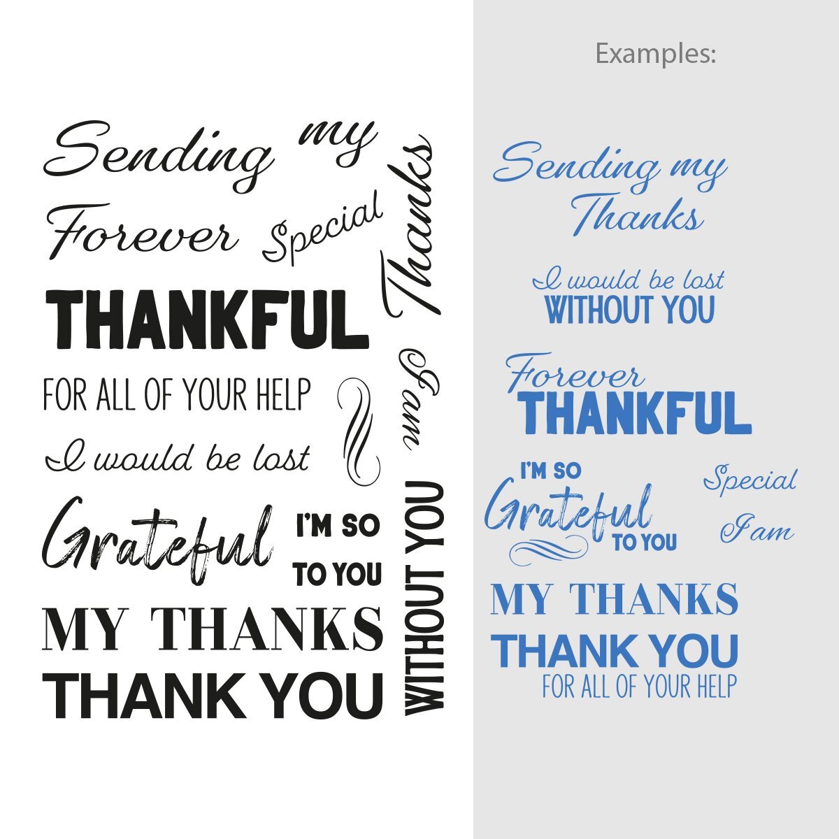 Couture Creations Stamps Sentiment Set My Thanks 16pc