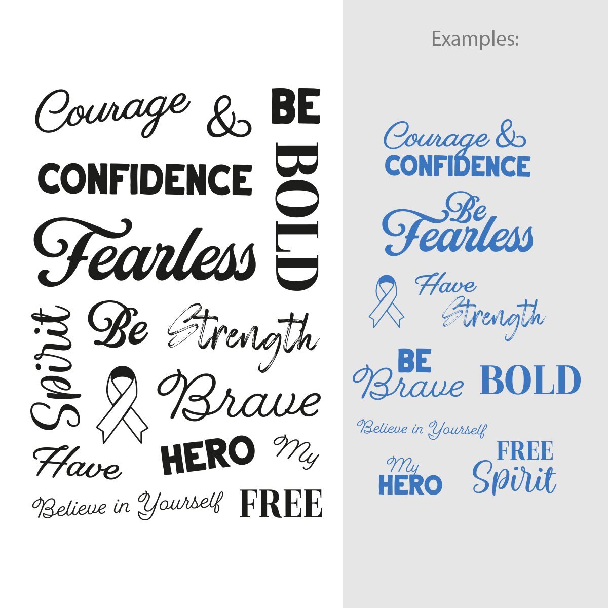 Couture Creations Stamps Sentiment Set Brave And Bold 16pc