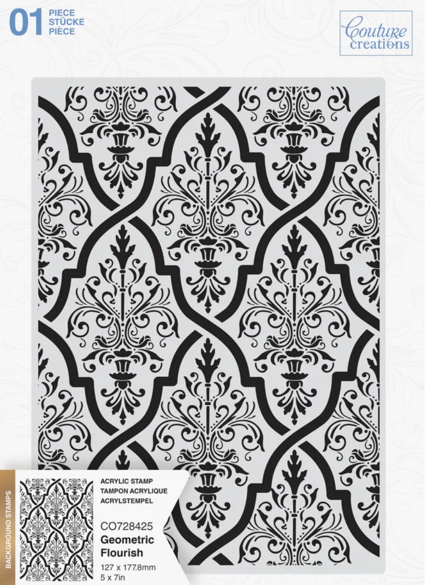 Couture Creations Background Stamp - Geometric Flourish