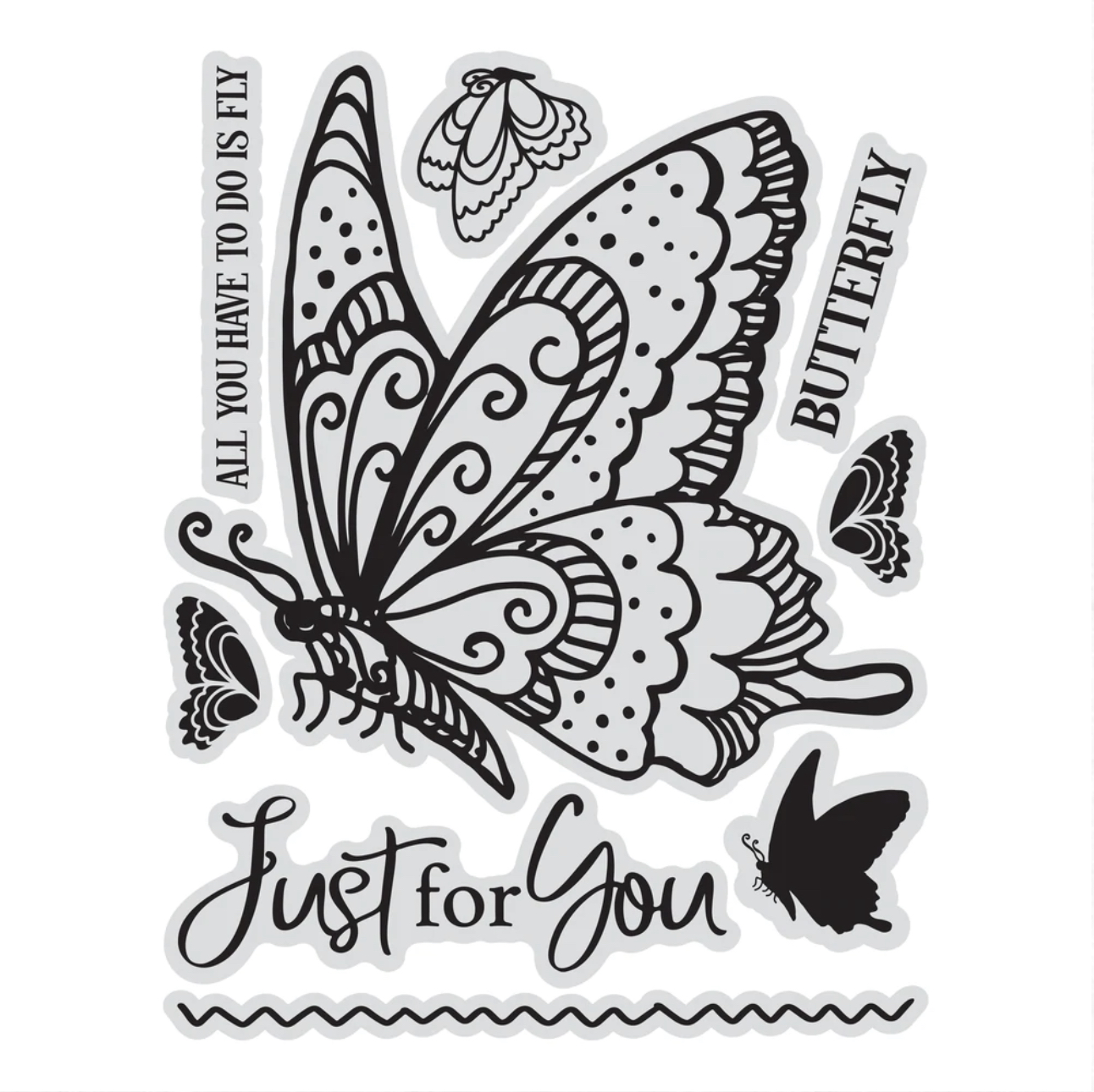 Couture Creations Stamp & Colour Outline Stamps Just For You Butterfly
