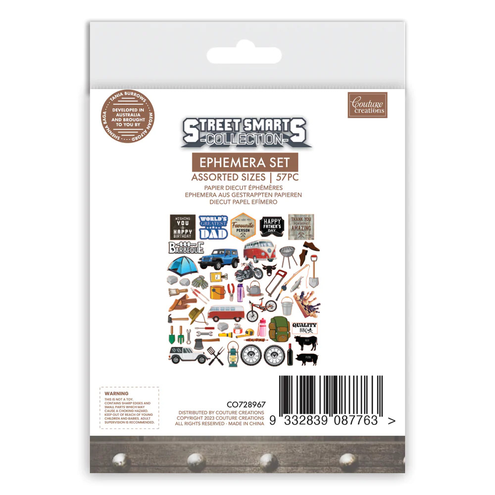 Couture Creations Ephemera Pack 57pc Street Smarts Collection