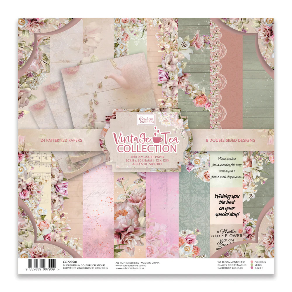 12x12 Couture Creations Vintage Tea Collection Papers