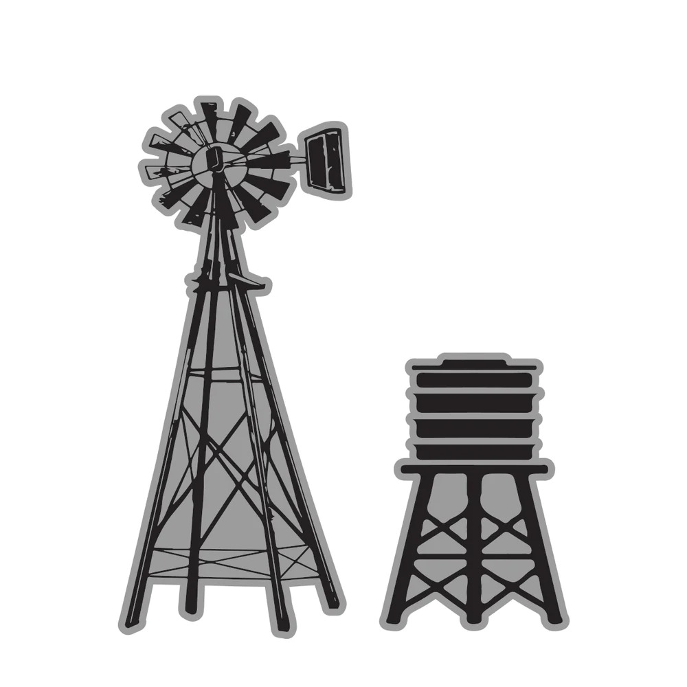 Couture Creations - Australia The Lucky Country - Windmill and Water Tank Stamp