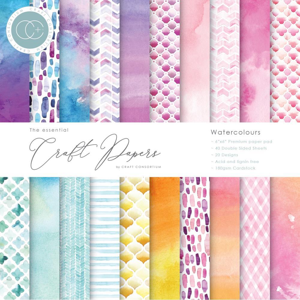 Craft Consortium Double-Sided Paper Pad 6x6 40/Pkg Watercolours