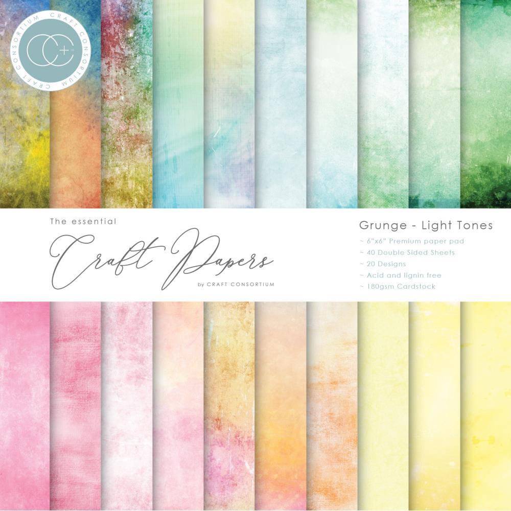 Craft Consortium Double-Sided Paper Pad 6x6 40/Pkg Grunge-Light Tones