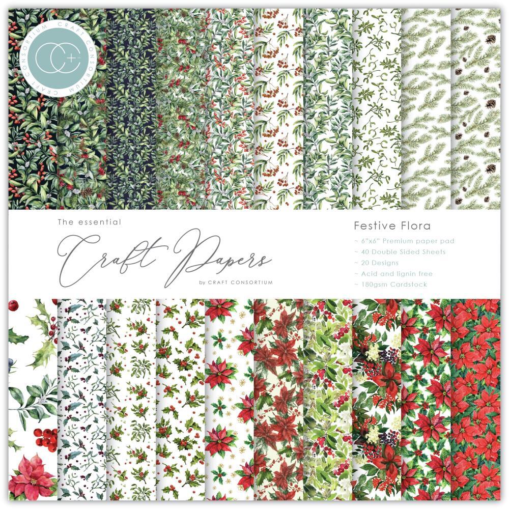 Craft Consortium Double-Sided Paper Pad 6x6 40/Pkg Festive Flora