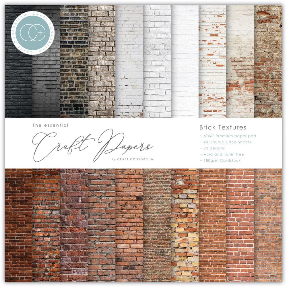 Craft Consortium Double-Sided Paper Pad 6X6 40/Pkg Brick Textures